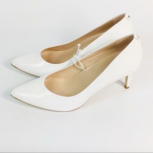 Kate Spade White Vida Pointed 3" Heels Patent